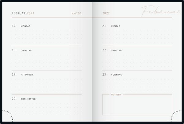 Produktbild: rido/id&eacute; 7013603017 Taschenkalender Premium Young Line Mini 2027 "Feather" A6, Textil