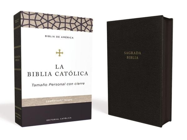 Produktbild: Biblia Cat&oacute;lica, Tama&ntilde;o Personal, Leathersoft, Negra, Con Cierre, Comfort Print