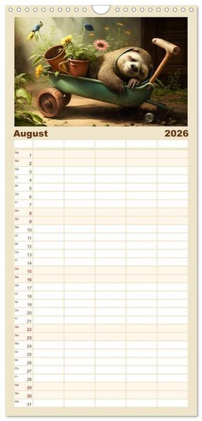 Produktbild: Familienplaner 2026 - Der Kalender f&uuml;r echte Faultiere mit 5 Spalten (Wandkalender, 21 x 45 cm) CALVENDO