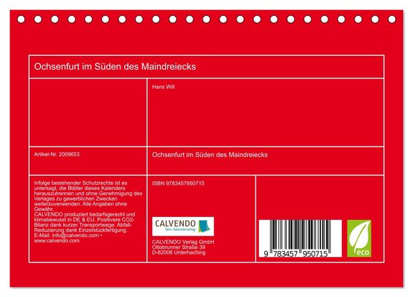 Produktbild: Ochsenfurt im S&uuml;den des Maindreiecks (Tischkalender 2026 DIN A5 quer), CALVENDO Monatskalender