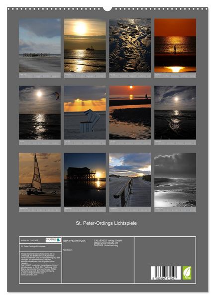 Produktbild: St. Peter-Ordings Lichtspiele (hochwertiger Premium Wandkalender 2026 DIN A2 hoch), Kunstdruck in Hochglanz