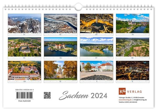 Kalender Sachsen 2024 - Wandkalender  Thalia