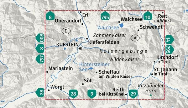Produktbild: KOMPASS Wanderkarte 09 Kufstein, Walchsee, St. Johann in Tirol 1:25.000