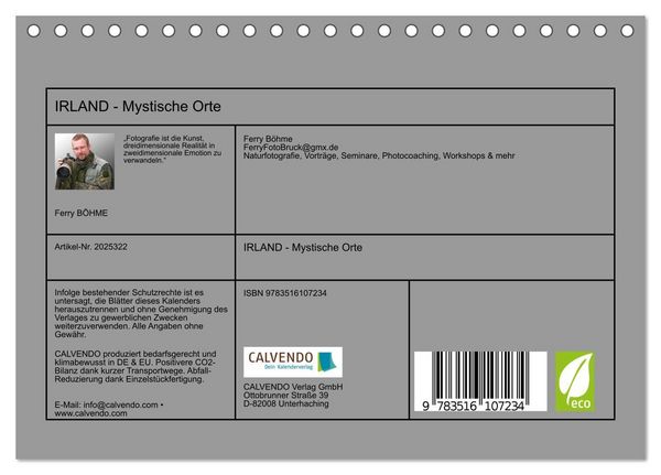 Produktbild: IRLAND - Mystische Orte (Tischkalender 2026 DIN A5 quer), CALVENDO Monatskalender