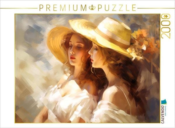 Produktbild: CALVENDO Puzzle Zwei gute Freundinnen mit Strohh&uuml;ten | 2000 Teile Lege-Gr&ouml;&szlig;e 90x67cm Foto-Puzzle f&uuml;r gl&uuml;ckliche Stunden