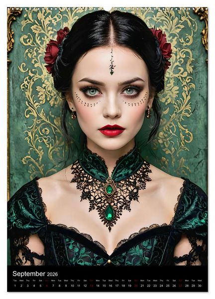 Produktbild: AI Gothic world - Mystical beauties of the night (Wall Calendar 2026 DIN A2 portrait), CALVENDO 12 Month Wall Calendar