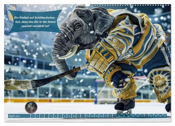 Produktbild: Der tierisch lustige Eishockey Kalender (Wandkalender 2026 DIN A2 quer), CALVENDO Monatskalender