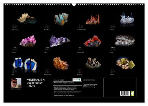 Produktbild: MINERALIEN designed by nature (Wandkalender 2026 DIN A2 quer), CALVENDO Monatskalender