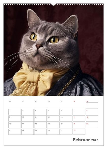 Produktbild: Royale Katzen Portraits (Wandkalender 2026 DIN A2 hoch), CALVENDO Monatskalender