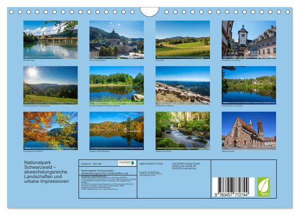 Produktbild: Nationalpark Schwarzwald &ndash; abwechslungsreiche Landschaften und urbane Impressionen (Wandkalender 2026 DIN A4 quer), CALVENDO Monatskalender