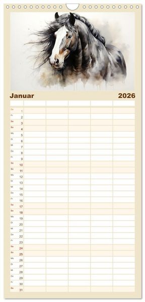 Produktbild: Familienplaner 2026 - Kraftpakete in Aquarell mit 5 Spalten (Wandkalender, 21 x 45 cm) CALVENDO