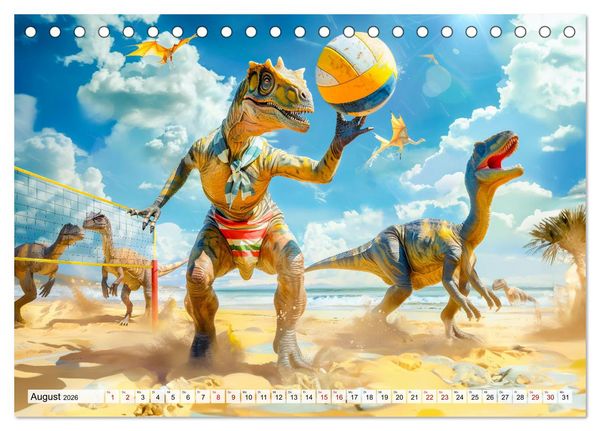 Produktbild: Dinosaurier-Alltag - Wenn sie nicht ausgestorben w&auml;ren! (Tischkalender 2026 DIN A5 quer), CALVENDO Monatskalender