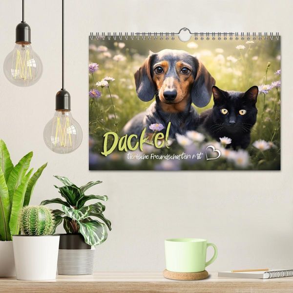 Produktbild: Dackel - tierische Freundschaften mit Herz (Wandkalender 2027 DIN A4 quer), CALVENDO Monatskalender