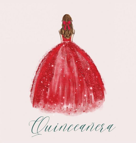Produktbild: Quinceanera Guest Book with red dress (hardback)