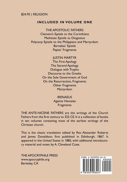 Produktbild: The Writings of the Ante-Nicene Fathers, Volume One