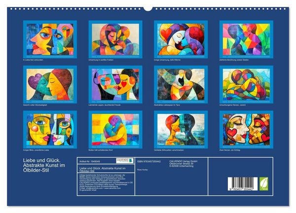 Produktbild: Liebe und Gl&uuml;ck. Abstrakte Kunst im &Ouml;lbilder-Stil (hochwertiger Premium Wandkalender 2026 DIN A2 quer), Kunstdruck in Hochglanz