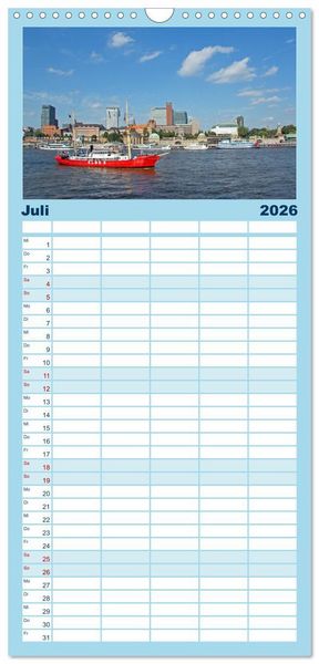 Produktbild: Familienplaner 2026 - Hamburg mit 5 Spalten (Wandkalender, 21 x 45 cm) CALVENDO