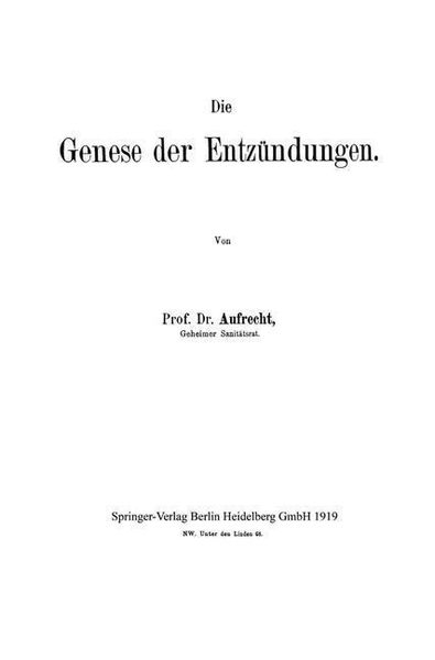 Produktbild: Die Genese der Entz&uuml;ndungen