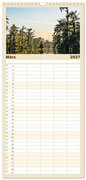 Produktbild: Familienplaner 2027 - Louisiana - S&uuml;mpfe und Plantagenh&auml;user mit 5 Spalten (Wandkalender, 21 x 45 cm) CALVENDO
