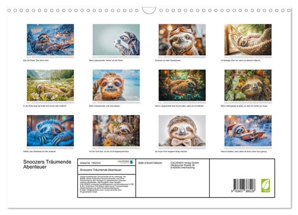 Produktbild: Snoozers Tr&auml;umende Abenteuer (Wandkalender 2026 DIN A3 quer), CALVENDO Monatskalender