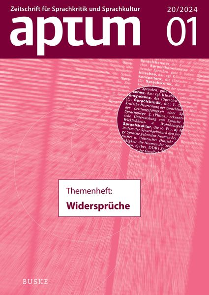 Produktbild: Aptum, Zeitschrift f&uuml;r Sprachkritik und Sprachkultur 20. Jahrgang. 2024, Heft 1