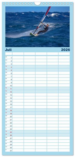 Produktbild: Familienplaner 2026 - Spektakul&auml;res Wellen- und Windsurfen mit 5 Spalten (Wandkalender, 21 x 45 cm) CALVENDO