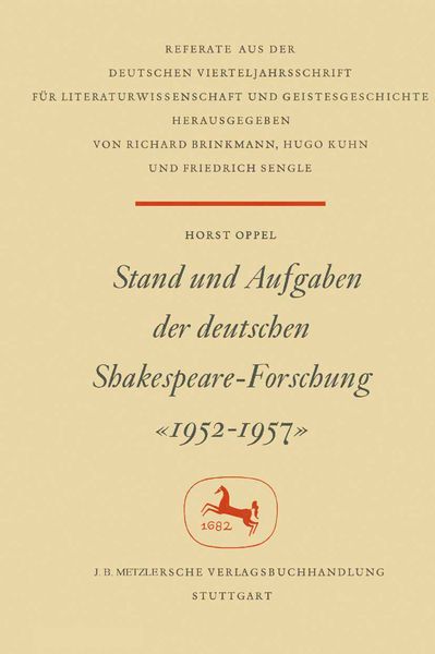 Produktbild: Stand und Aufgaben der Deutschen Shakespeare-Forschung 1952&ndash;1957