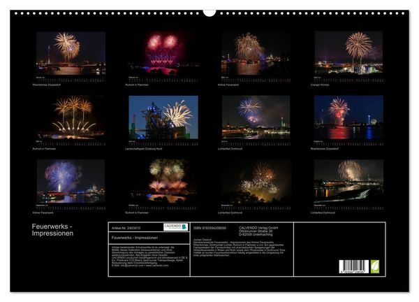 Produktbild: Feuerwerks - Impressionen (Wandkalender 2027 DIN A2 quer), CALVENDO Monatskalender