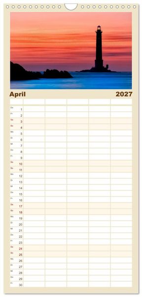 Produktbild: Familienplaner 2027 - Leuchtt&uuml;rme - An den sch&ouml;nsten K&uuml;sten. mit 5 Spalten (Wandkalender, 21 x 45 cm) CALVENDO