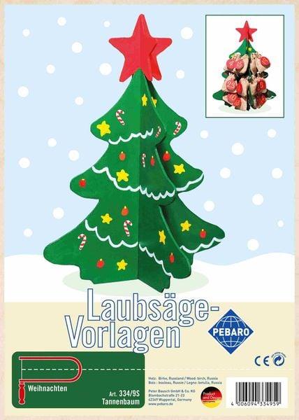 PEBARO 334/9S - Laubsägevorlage Tannenbaum Weihnachten, 2 Platte DIN A4
