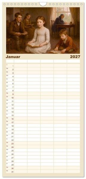Produktbild: Familienplaner 2027 - Jane Austen mit 5 Spalten (Wandkalender, 21 x 45 cm) CALVENDO