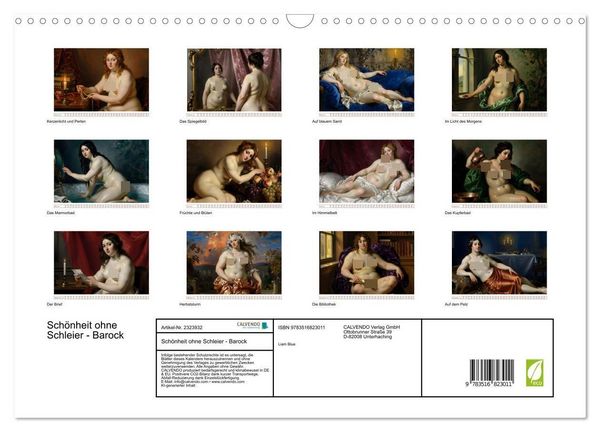 Produktbild: Sch&ouml;nheit ohne Schleier - Barock (Wandkalender 2027 DIN A3 quer), CALVENDO Monatskalender