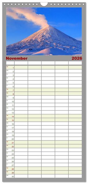 Produktbild: Familienplaner 2026 - Vulkane - Beeindruckende Feuerberge mit 5 Spalten (Wandkalender, 21 x 45 cm) CALVENDO