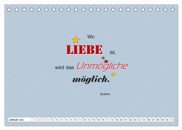 Produktbild: Zitate und Spr&uuml;che In Sachen LIEBE (Tischkalender 2026 DIN A5 quer), CALVENDO Monatskalender