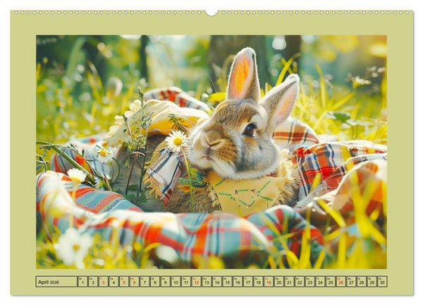 Produktbild: Kaninchen auf modischer Mission (Wandkalender 2026 DIN A2 quer), CALVENDO Monatskalender