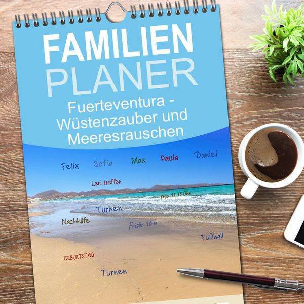 Produktbild: Familienplaner 2026 - Fuerteventura - W&uuml;stenzauber und Meeresrauschen mit 5 Spalten (Wandkalender, 21 x 45 cm) CALVENDO