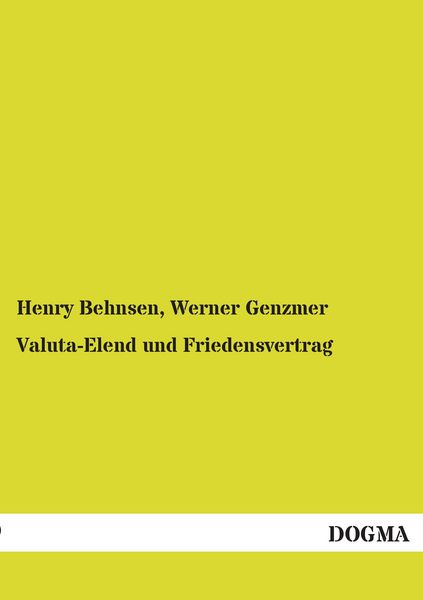 Produktbild: Valuta-Elend und Friedensvertrag