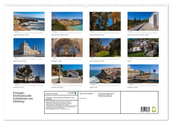 Produktbild: Portugal - Eindrucksvolle Aufnahmen von fotofussy (Wandkalender 2026 DIN A2 quer), CALVENDO Monatskalender