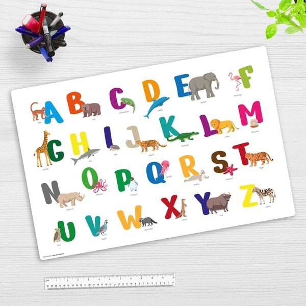Produktbild: Cover-your-desk Schreibtischunterlage f&uuml;r Kinder Buntes ABC mit Tieren, aus hochwertigem Vinyl , 60 x 40 cm