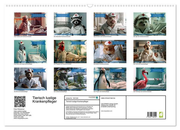 Produktbild: Tierisch lustige Krankenpfleger (Wandkalender 2026 DIN A2 quer), CALVENDO Monatskalender