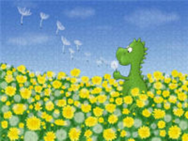 CALVENDO Puzzle Drache mit Pusteblume | 1000 Teile Lege-Größe 64x48cm Foto-Puzzle für glückliche Stunden