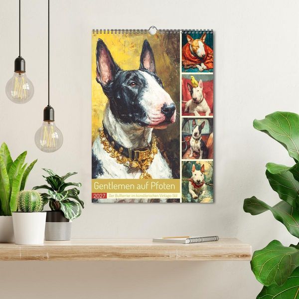 Produktbild: Gentlemen auf Pfoten. Der Bullterrier im k&uuml;nstlerischen Vintage-Stil (Wandkalender 2027 DIN A3 hoch), CALVENDO Monatskalender