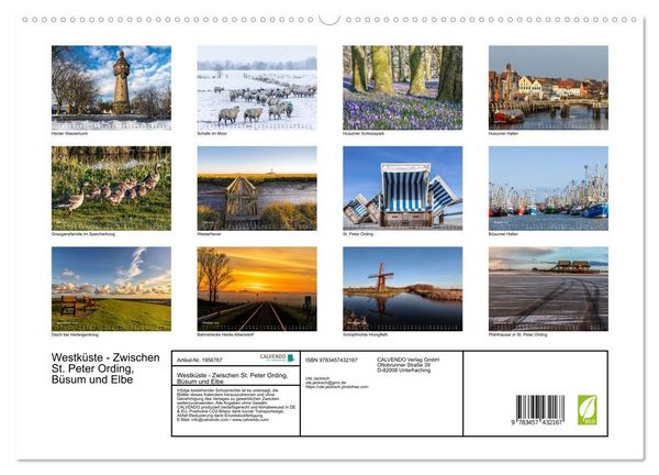 Produktbild: Westk&uuml;ste - Zwischen St. Peter Ording, B&uuml;sum und Elbe (hochwertiger Premium Wandkalender 2026 DIN A2 quer), Kunstdruck in Hochglanz