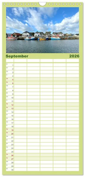 Produktbild: Familienplaner 2026 - Nat&uuml;rliches R&uuml;gen und Hiddensee mit 5 Spalten (Wandkalender, 21 x 45 cm) CALVENDO