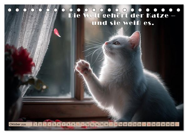 Produktbild: Miau-velous Pfotenpoesie (Tischkalender 2026 DIN A5 quer), CALVENDO Monatskalender