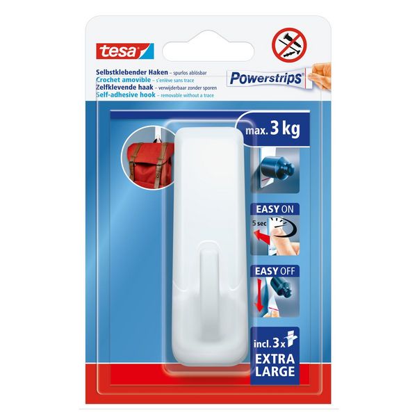 TESA Powerstrips Haken XL, weiss eckig