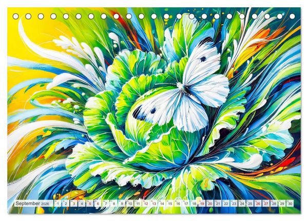 Produktbild: Schmetterlinge und ihre Blumenfreunde in lebhaften Farben (Tischkalender 2026 DIN A5 quer), CALVENDO Monatskalender