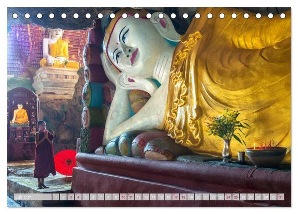 Produktbild: IM REICH DES BUDDHA - DER ROTE SCHIRM (Tischkalender 2027 DIN A5 quer), CALVENDO Monatskalender