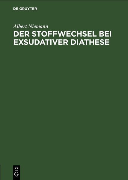 Produktbild: Der Stoffwechsel bei exsudativer Diathese