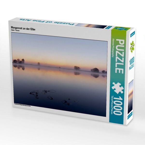 CALVENDO Puzzle Morgenrot an der Elbe | 1000 Teile Lege-Größe 64x48cm Foto-Puzzle für glückliche Stunden